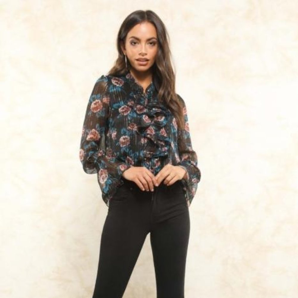 Fletch Rose Ruffle Top